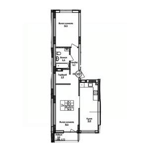 2-к квартира, вторичка, 57м2, 5/9 этаж