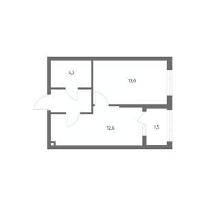 1-к квартира, строящийся дом, 35м2, 5/8 этаж