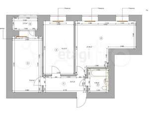 2-к квартира, вторичка, 65м2, 4/9 этаж