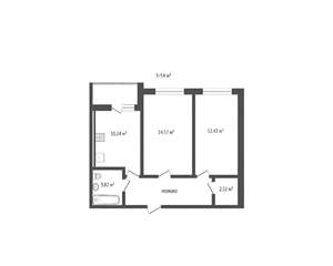 2-к квартира, вторичка, 54м2, 9/9 этаж