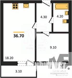 1-к квартира, вторичка, 37м2, 6/8 этаж