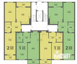1-к квартира, строящийся дом, 44м2, 1/8 этаж