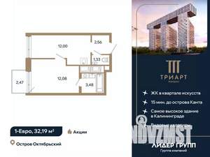 1-к квартира, вторичка, 32м2, 5/12 этаж