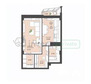 1-к квартира, вторичка, 49м2, 25/25 этаж