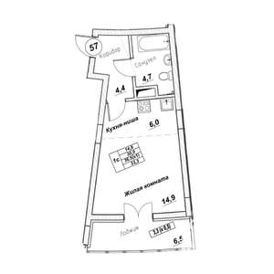 Студия квартира, вторичка, 33м2, 3/7 этаж