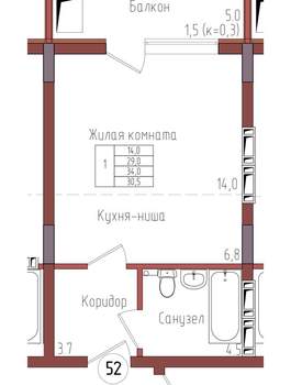 Студия квартира, вторичка, 31м2, 7/9 этаж