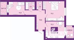 2-к квартира, вторичка, 66м2, 3/4 этаж