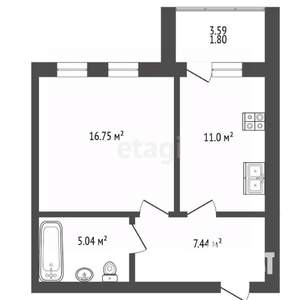 1-к квартира, вторичка, 42м2, 5/9 этаж