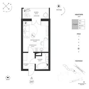 Студия квартира, вторичка, 32м2, 3/7 этаж