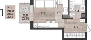 Студия квартира, вторичка, 21м2, 9/14 этаж