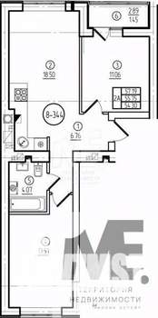 2-к квартира, вторичка, 56м2, 7/9 этаж