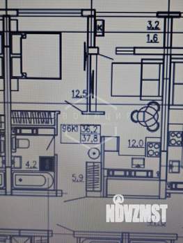 1-к квартира, вторичка, 38м2, 12/19 этаж