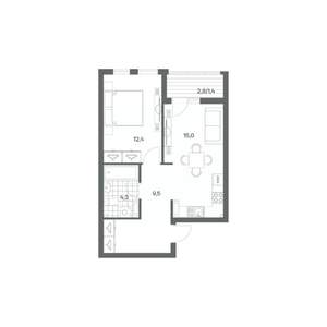 1-к квартира, вторичка, 43м2, 4/18 этаж