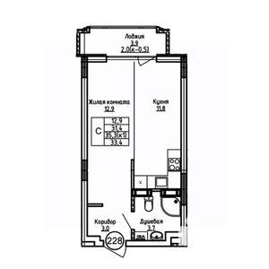 Студия квартира, вторичка, 33м2, 3/9 этаж