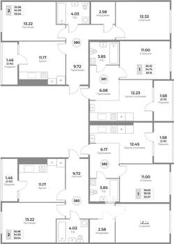 2-к квартира, вторичка, 55м2, 9/10 этаж