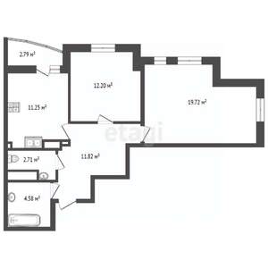 2-к квартира, сданный дом, 63м2, 23/25 этаж