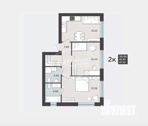 2-к квартира, вторичка, 61м2, 1/9 этаж