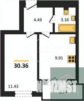 1-к квартира, вторичка, 30м2, 2/9 этаж