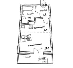 Студия квартира, вторичка, 33м2, 7/7 этаж