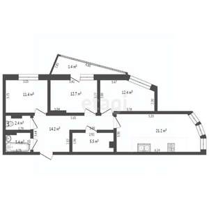 3-к квартира, вторичка, 83м2, 3/14 этаж