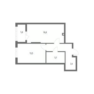 1-к квартира, строящийся дом, 46м2, 1/8 этаж