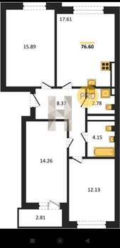 3-к квартира, вторичка, 77м2, 7/9 этаж