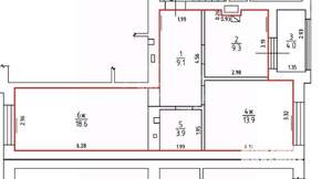 2-к квартира, вторичка, 59м2, 1/9 этаж