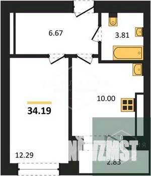 1-к квартира, вторичка, 34м2, 1/9 этаж