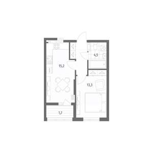 1-к квартира, строящийся дом, 39м2, 8/8 этаж