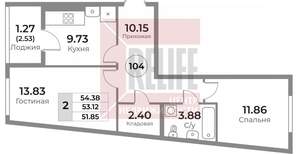 2-к квартира, вторичка, 53м2, 8/10 этаж