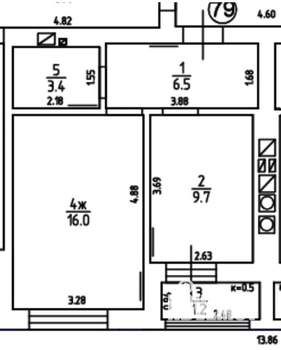 1-к квартира, вторичка, 38м2, 10/10 этаж