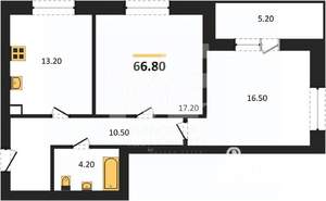 2-к квартира, вторичка, 67м2, 2/4 этаж