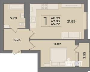 1-к квартира, вторичка, 48м2, 8/9 этаж