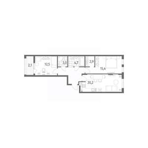 2-к квартира, строящийся дом, 70м2, 3/8 этаж