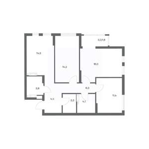 3-к квартира, строящийся дом, 79м2, 4/18 этаж