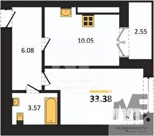 1-к квартира, вторичка, 33м2, 6/9 этаж