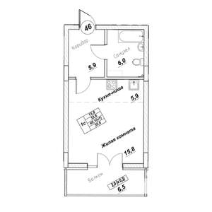 Студия квартира, вторичка, 36м2, 2/7 этаж