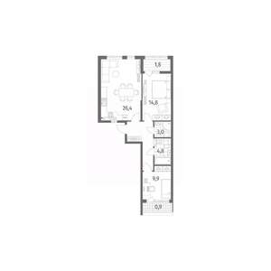 2-к квартира, строящийся дом, 71м2, 7/8 этаж