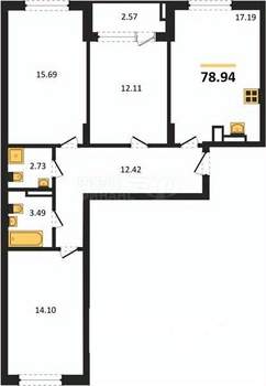 1-к квартира, вторичка, 39м2, 7/9 этаж