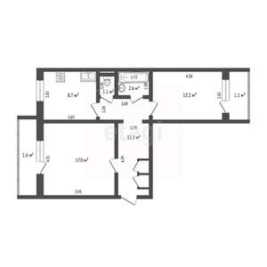 2-к квартира, вторичка, 52м2, 7/9 этаж