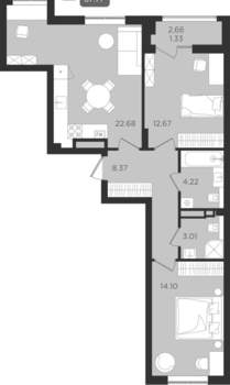 Студия квартира, вторичка, 67м2, 8/9 этаж
