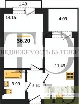 1-к квартира, вторичка, 36м2, 3/4 этаж