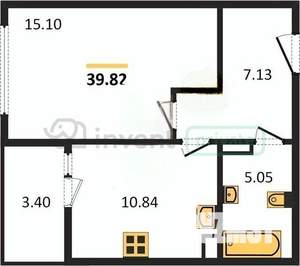 1-к квартира, вторичка, 40м2, 1/8 этаж