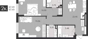 Студия квартира, сданный дом, 67м2, 1/4 этаж