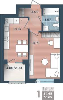 1-к квартира, вторичка, 37м2, 2/4 этаж