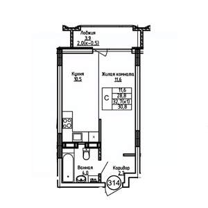 Студия квартира, вторичка, 31м2, 5/9 этаж