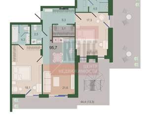 2-к квартира, вторичка, 96м2, 9/10 этаж