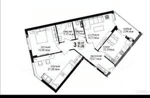 3-к квартира, вторичка, 85м2, 1/10 этаж