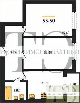 2-к квартира, вторичка, 56м2, 3/9 этаж