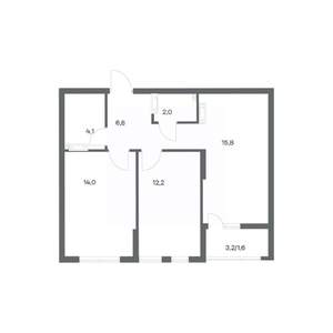 2-к квартира, строящийся дом, 57м2, 4/18 этаж